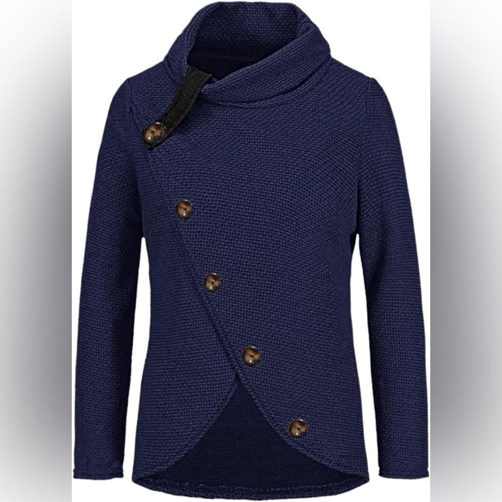 Long Sleeve Waffle Knit Cowl Neck Sweater - Picture 6 of 11